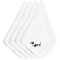 "Caroline's Treasures BB3402NPKE Basset Hound Embroidered Napkins (Set of 4), 20"", Multicolor"