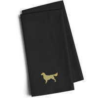"Caroline's Treasures BB3404BKTWE Golden Retriever Black Embroidered Kitchen Towel (Set of 2), 28"" H x 19"" W, Multicolor"