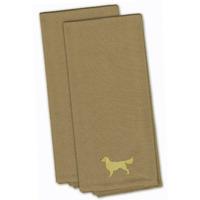 "Caroline's Treasures BB3404TNTWE Golden Retriever Tan Embroidered Kitchen Towel (Set of 2), 28"" x 19"", Multicolor"