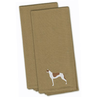 "Caroline's Treasures BB3405TNTWE Greyhound Tan Embroidered Kitchen Towel (Set of 2), 28"" x 19"", Multicolor"
