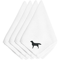 "Caroline's Treasures BB3408NPKE Black Labrador Retriever Embroidered Napkins (Set of 4), 20"", Multicolor"