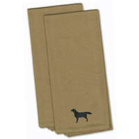 "Caroline's Treasures BB3408TNTWE Black Labrador Retriever Tan Embroidered Kitchen Towel (Set of 2), 28"" x 19"", Multicolor"