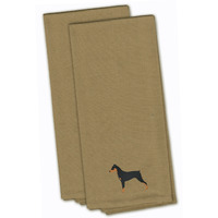 "Caroline's Treasures BB3413TNTWE German Pinscher Tan Embroidered Kitchen Towel (Set of 2), 28"" x 19"", Multicolor"