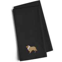 "Caroline's Treasures BB3416BKTWE Collie Black Embroidered Kitchen Towel (Set of 2), 28"" H x 19"" W, Multicolor"