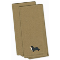 "Caroline's Treasures BB3419TNTWE Bernese Mountain Dog Tan Embroidered Kitchen Towel (Set of 2), 28"" x 19"", Multicolor"
