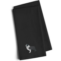 "Caroline's Treasures BB3423BKTWE Black Border Collie Black Embroidered Kitchen Towel (Set of 2), 28"" H x 19"" W, Multicolor"