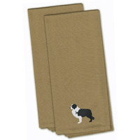 "Caroline's Treasures BB3423TNTWE Black Border Collie Tan Embroidered Kitchen Towel (Set of 2), 28"" x 19"", Multicolor"