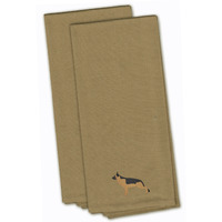 "Caroline's Treasures BB3424TNTWE German Shepherd Tan Embroidered Kitchen Towel (Set of 2), 28"" x 19"", Multicolor"