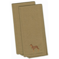 "Caroline's Treasures BB3429TNTWE Australian Kelpie Dog Tan Embroidered Kitchen Towel (Set of 2), 28"" x 19"", Multicolor"