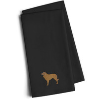 "Caroline's Treasures BB3431BKTWE Portuguese Sheepdog Dog Black Embroidered Kitchen Towel (Set of 2), 28"" H x 19"" W, Multicolor"