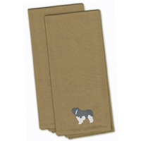 "Caroline's Treasures BB3432TNTWE Polish Lowland Sheepdog Dog Tan Embroidered Kitchen Towel (Set of 2), 28"" x 19"", Multicolor"