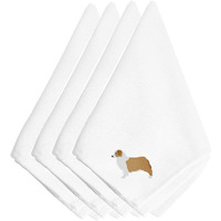 "Caroline's Treasures BB3433NPKE Australian Shepherd Dog Embroidered Napkins (Set of 4), 20"", Multicolor"
