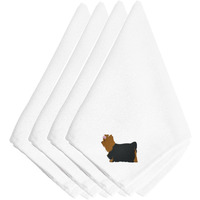 "Caroline's Treasures BB3434NPKE Yorkshire Terrier Yorkie Embroidered Napkins (Set of 4), 20"", Multicolor"