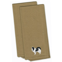 "Caroline's Treasures BB3437TNTWE Japanese Chin Tan Embroidered Kitchen Towel (Set of 2), 28"" x 19"", Multicolor"