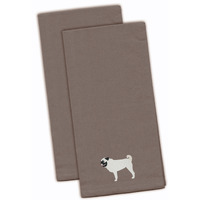 "Caroline's Treasures BB3447GYTWE Pug Gray Embroidered Kitchen Towel (Set of 2), 28"" x 19"", Multicolor"