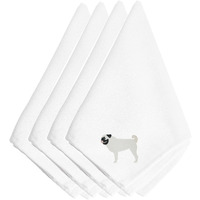 "Caroline's Treasures BB3447NPKE Pug Embroidered Napkins (Set of 4), 20"", Multicolor"
