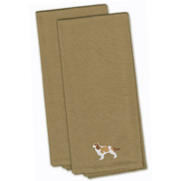 "Caroline's Treasures BB3449TNTWE Cavalier King Charles Spaniel Tan Embroidered Kitchen Towel (Set of 2), 28"" x 19"", Multicolor"