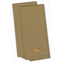"Caroline's Treasures BB3452TNTWE Shar Pei Merry Tan Embroidered Kitchen Towel (Set of 2), 28"" x 19"", Multicolor"