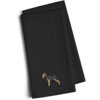 "Caroline's Treasures BB3457BKTWE Airedale Terrier Black Embroidered Kitchen Towel (Set of 2), 28"" H x 19"" W, Multicolor"