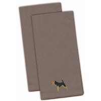 "Caroline's Treasures BB3457GYTWE Airedale Terrier Gray Embroidered Kitchen Towel (Set of 2), 28"" x 19"", Multicolor"