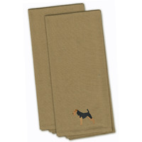 "Caroline's Treasures BB3457TNTWE Airedale Terrier Tan Embroidered Kitchen Towel (Set of 2), 28"" x 19"", Multicolor"