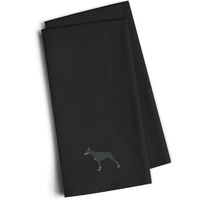 "Caroline's Treasures BB3460BKTWE Doberman Pinscher Black Embroidered Kitchen Towel (Set of 2), 28"" H x 19"" W, Multicolor"