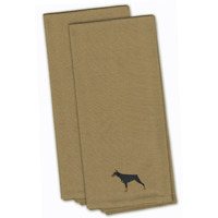 "Caroline's Treasures BB3460TNTWE Doberman Pinscher Tan Embroidered Kitchen Towel (Set of 2), 28"" x 19"", Multicolor"