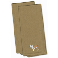 "Caroline's Treasures BB3462TNTWE English Bulldog Tan Embroidered Kitchen Towel (Set of 2), 28"" x 19"", Multicolor"