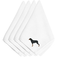 "Caroline's Treasures BB3466NPKE Rottweiler Embroidered Napkins (Set of 4), 20"", Multicolor"