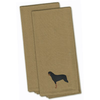 "Caroline's Treasures BB3466TNTWE Rottweiler Tan Embroidered Kitchen Towel (Set of 2), 28"" x 19"", Multicolor"