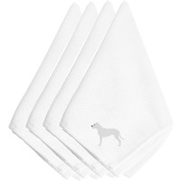 "Caroline's Treasures BB3467NPKE Dogo Argentino Embroidered Napkins (Set of 4), 20"", Multicolor"
