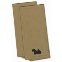 "Caroline's Treasures BB3469TNTWE Scottish Terrier Tan Embroidered Kitchen Towel (Set of 2), 28"" x 19"", Multicolor"