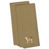 "Caroline's Treasures BB3472TNTWE Akita Tan Embroidered Kitchen Towel (Set of 2), 28"" x 19"", Multicolor"