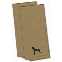 "Caroline's Treasures BB3475TNTWE Great Dane Tan Embroidered Kitchen Towel (Set of 2), 28"" x 19"", Multicolor"