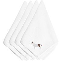 "Caroline's Treasures BB3478NPKE Bull Terrier Embroidered Napkins (Set of 4), 20"", Multicolor"