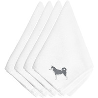 "Caroline's Treasures BB3480NPKE Siberian Husky Embroidered Napkins (Set of 4), 20"", Multicolor"