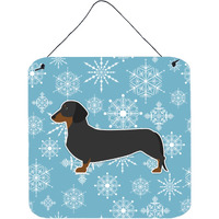 "Caroline's Treasures Winter Snowflake Dachshund Wall or Door Hanging Prints BB3482DS66, 6"" x 6"", Multicolor"