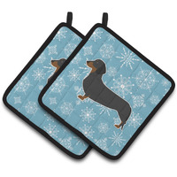 "Caroline's Treasures Winter Snowflake Dachshund Pair of Pot Holders BB3482PTHD, 7.5HX7.5W, Multicolor"