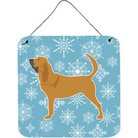 "Caroline's Treasures Winter Snowflake Bloodhound Wall or Door Hanging Prints BB3484DS66, 6"" x 6"", Multicolor"
