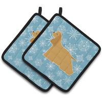 "Caroline's Treasures Winter Snowflake Cocker Spaniel Pair of Pot Holders BB3486PTHD, 7.5HX7.5W, Multicolor"