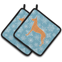 "Caroline's Treasures Winter Snowflake Pharaoh Hound Pair of Pot Holders BB3488PTHD, 7.5HX7.5W, Multicolor"