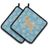 "Caroline's Treasures Winter Snowflake Border Terrier Pair of Pot Holders BB3489PTHD, 7.5HX7.5W, Multicolor"