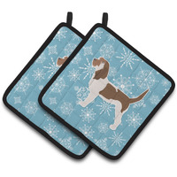 "Caroline's Treasures Winter Snowflake Grand Basset Griffon Vendeen Pair of Pot Holders BB3490PTHD, 7.5HX7.5W, Multicolor"