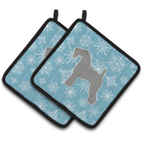 "Caroline's Treasures Winter Snowflake Kerry Blue Terrier Pair of Pot Holders BB3492PTHD, 7.5HX7.5W, Multicolor"