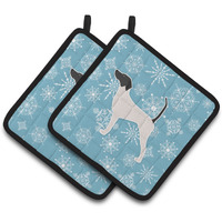 "Caroline's Treasures Winter Snowflake English Pointer Pair of Pot Holders BB3495PTHD, 7.5HX7.5W, Multicolor"