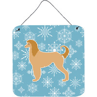 "Caroline's Treasures Winter Snowflake Afghan Hound Wall or Door Hanging Prints BB3506DS66, 6"" x 6"", Multicolor"