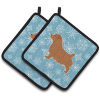 "Caroline's Treasures Winter Snowflake Norfolk Terrier Pair of Pot Holders BB3509PTHD, 7.5HX7.5W, Multicolor"