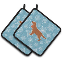 "Caroline's Treasures Winter Snowflake English Cocker Spaniel Pair of Pot Holders BB3512PTHD, 7.5HX7.5W, Multicolor"