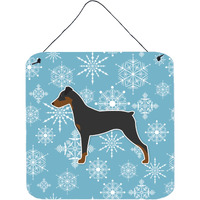 "Caroline's Treasures Winter Snowflake German Pinscher Wall or Door Hanging Prints BB3513DS66, 6"" x 6"", Multicolor"