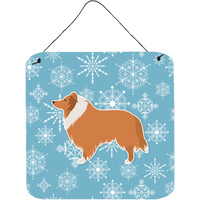 "Caroline's Treasures Winter Snowflake Collie Wall or Door Hanging Prints BB3516DS66, 6"" x 6"", Multicolor"